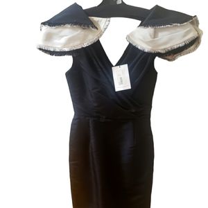 Carolina Herrera Silk Taffeta Ruffle Sleeve Cocktail Dress Size 2
